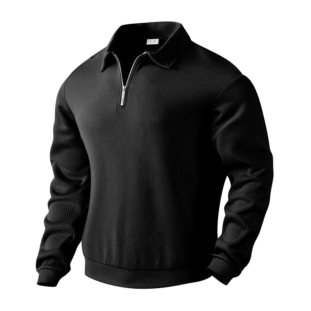 Herren Sweatshirt mit Halb-Zip und Jacquard-Muster für einen modernen Look - 10 - Annoboutique