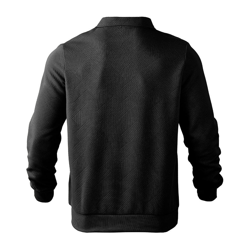 Herren Sweatshirt mit Halb-Zip und Jacquard-Muster für einen modernen Look - 11 - Annoboutique