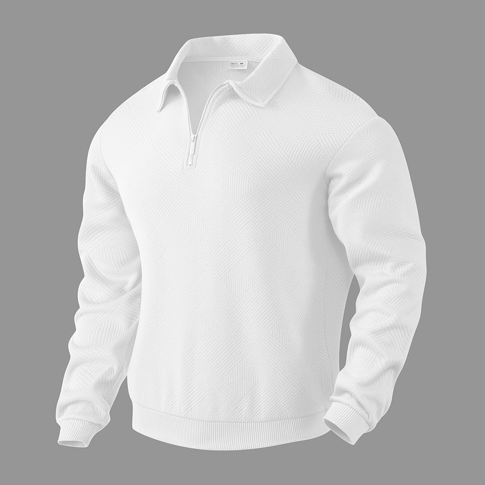 Herren Sweatshirt mit Halb-Zip und Jacquard-Muster für einen modernen Look - 12 - Annoboutique