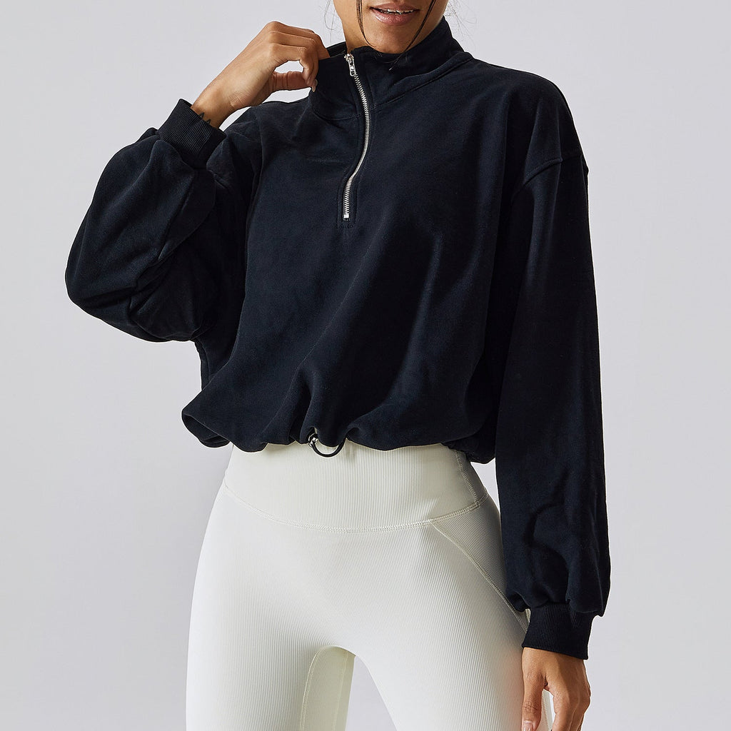 Damen Relaxed Fit Pullover mit Stehkragen und halbem Reißverschluss - 2 - Annoboutique