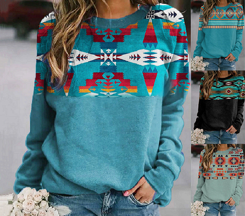 Damen Sweatshirt mit geometrischem Muster in Regular Fit - 1 - Annoboutique