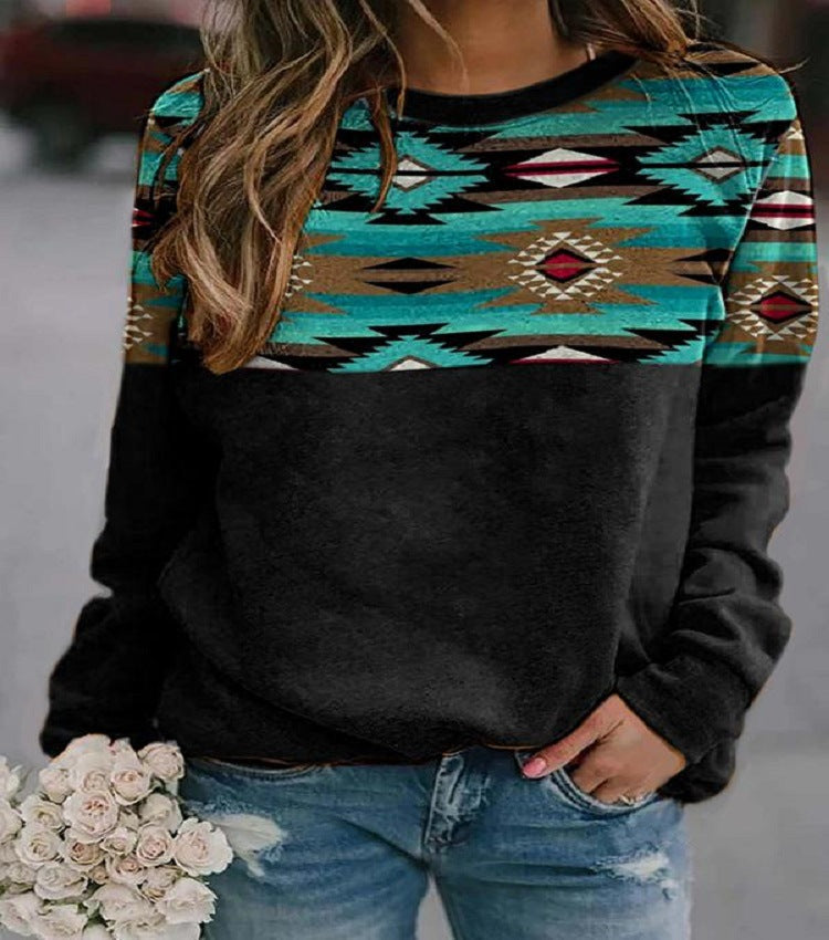 Damen Sweatshirt mit geometrischem Muster in Regular Fit - 2 - Annoboutique