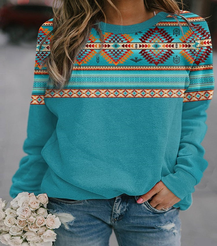 Damen Sweatshirt mit geometrischem Muster in Regular Fit - 3 - Annoboutique