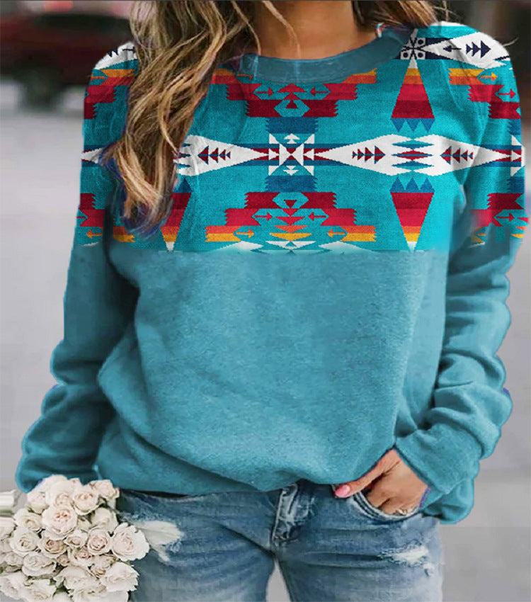 Damen Sweatshirt mit geometrischem Muster in Regular Fit - 5 - Annoboutique