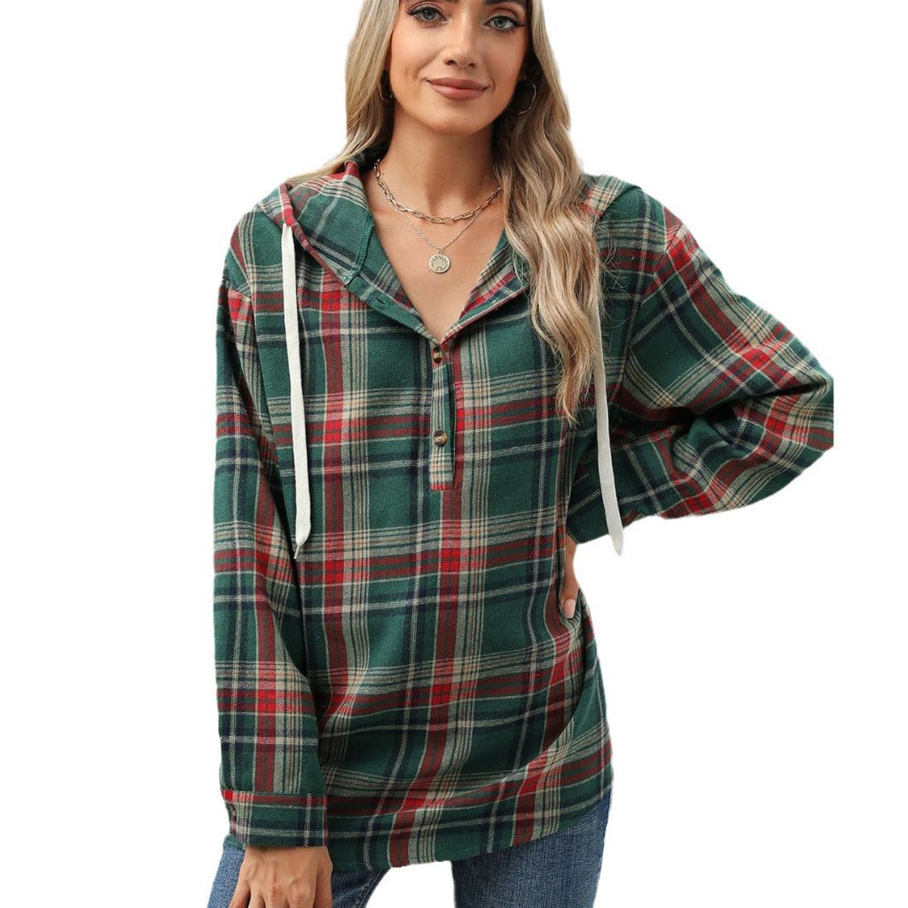 Damen Hoodie mit Lockerem Schnitt und Knopfverschluss - 2 - Annoboutique
