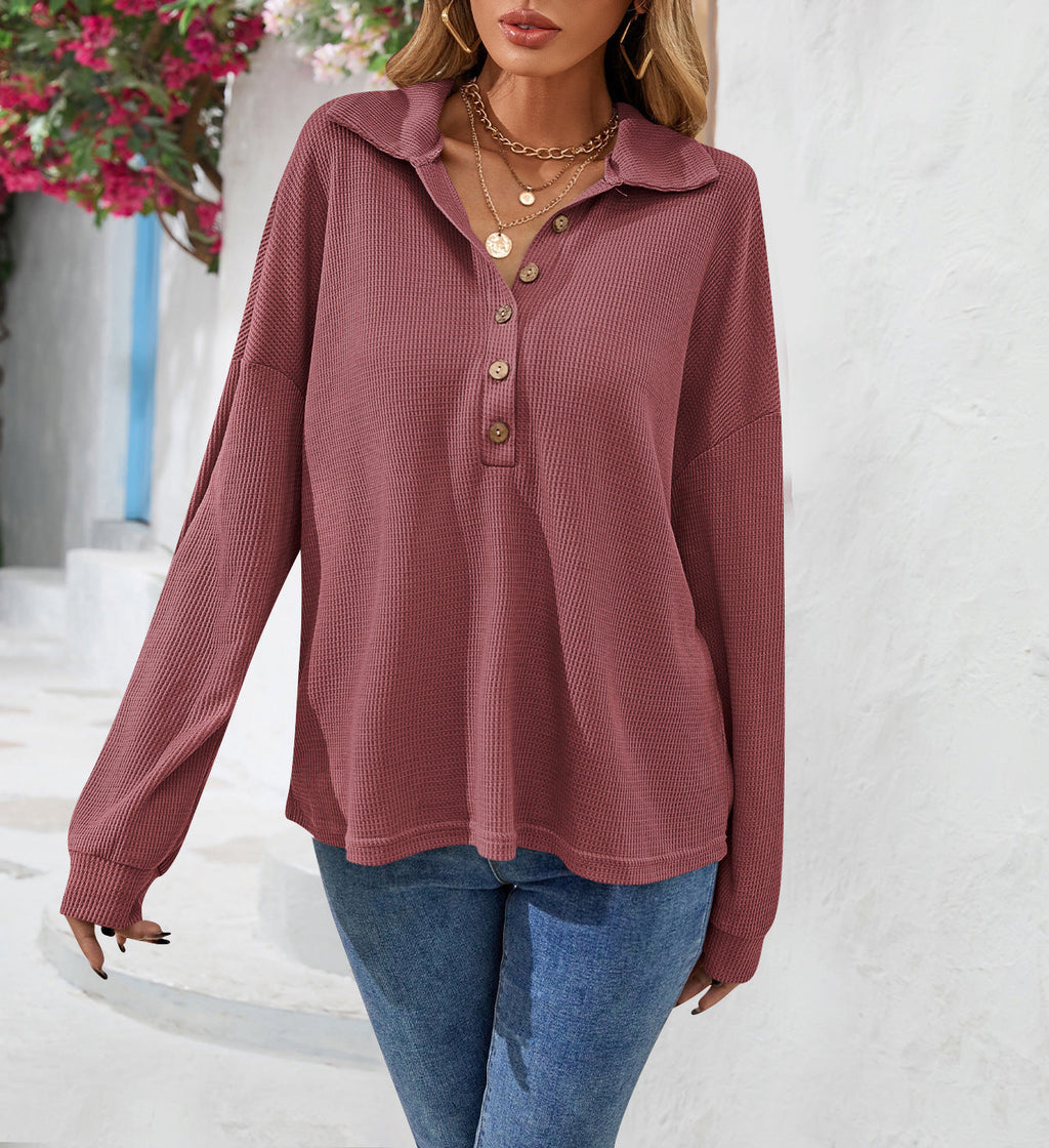 Bequemes Damen-Sweatshirt mit Knopfverschluss für entspannte Tage - 1 - Annoboutique