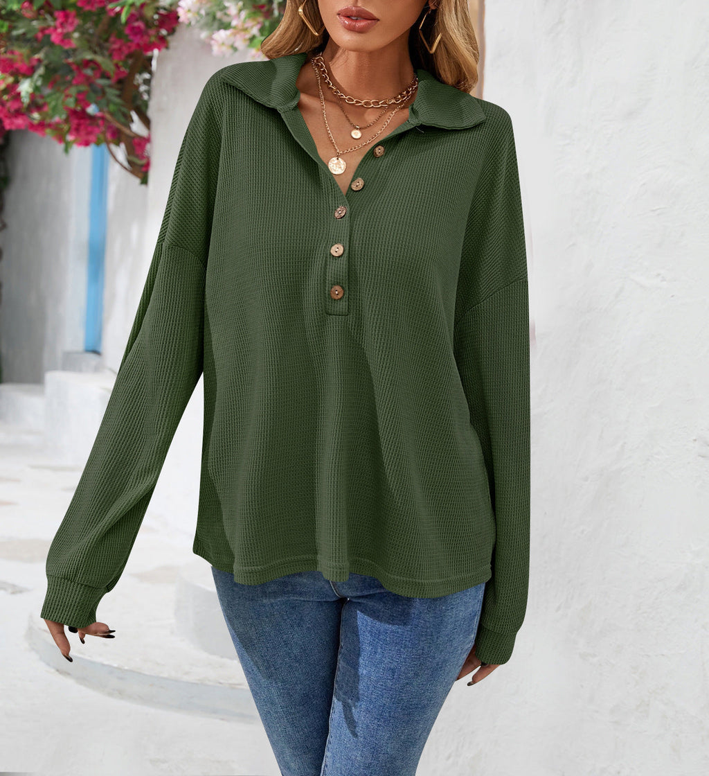 Bequemes Damen-Sweatshirt mit Knopfverschluss für entspannte Tage - 6 - Annoboutique