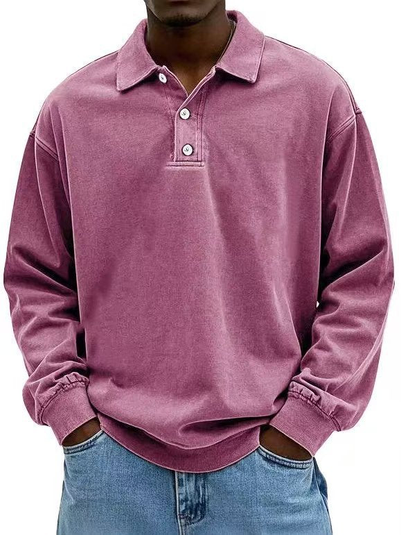 Herren Polohemd mit langen Ärmeln und lässiger Passform - 1 - Annoboutique