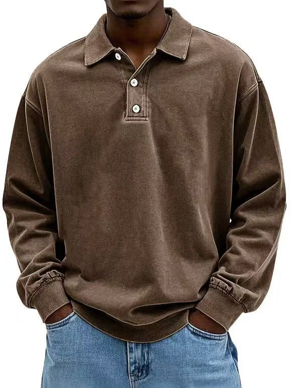 Herren Polohemd mit langen Ärmeln und lässiger Passform - 2 - Annoboutique