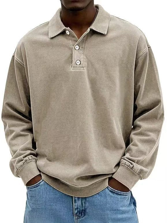 Herren Polohemd mit langen Ärmeln und lässiger Passform - 4 - Annoboutique