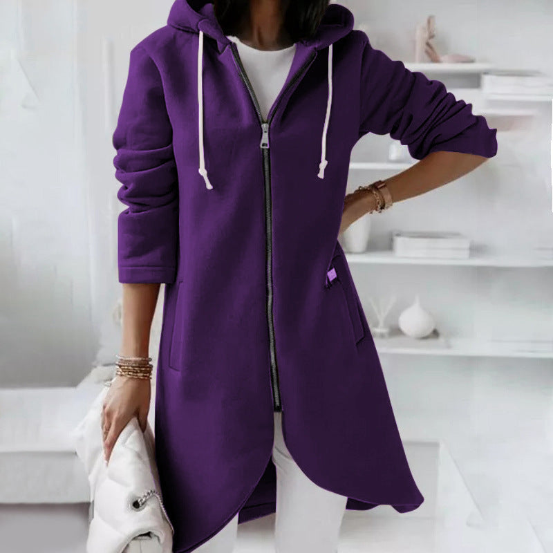 Damen Hoodie Sweatshirt mit Reißverschluss und praktischen Seitentaschen - 1 - Annoboutique