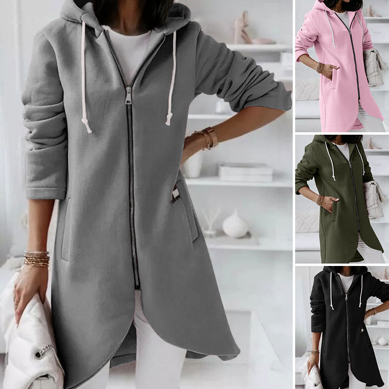 Damen Hoodie Sweatshirt mit Reißverschluss und praktischen Seitentaschen - 2 - Annoboutique