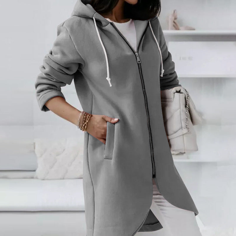 Damen Hoodie Sweatshirt mit Reißverschluss und praktischen Seitentaschen - 3 - Annoboutique