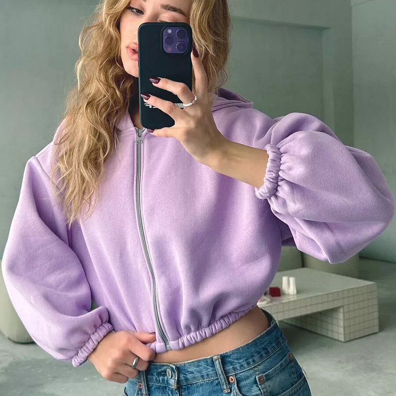 Damen Kapuzenjacke mit lässigem Schnitt und Reißverschluss - 1 - Annoboutique