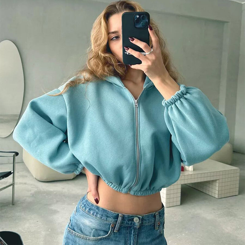 Damen Kapuzenjacke mit lässigem Schnitt und Reißverschluss - 6 - Annoboutique