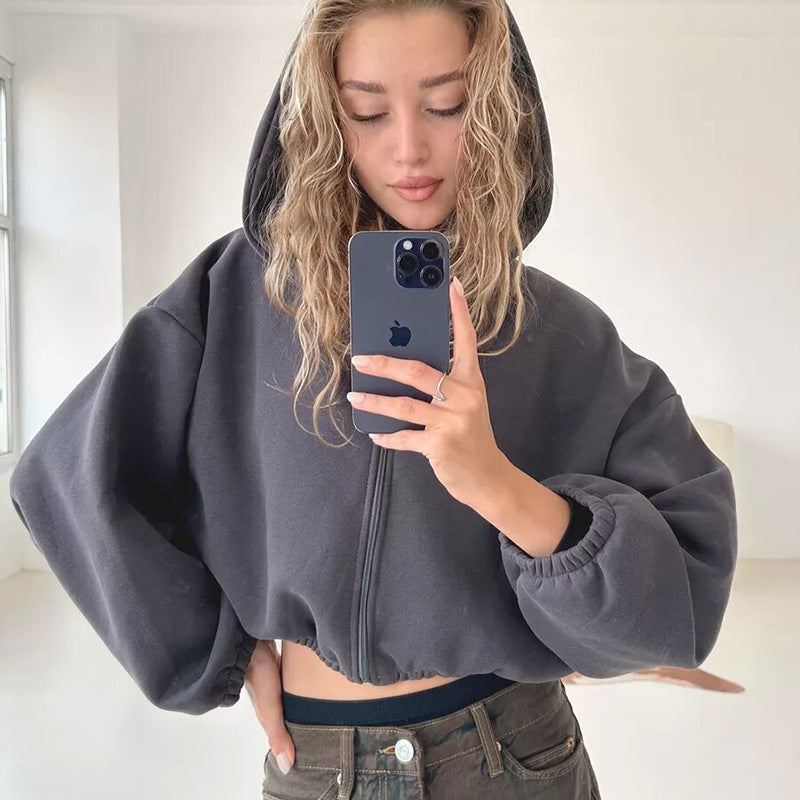 Damen Kapuzenjacke mit lässigem Schnitt und Reißverschluss - 8 - Annoboutique