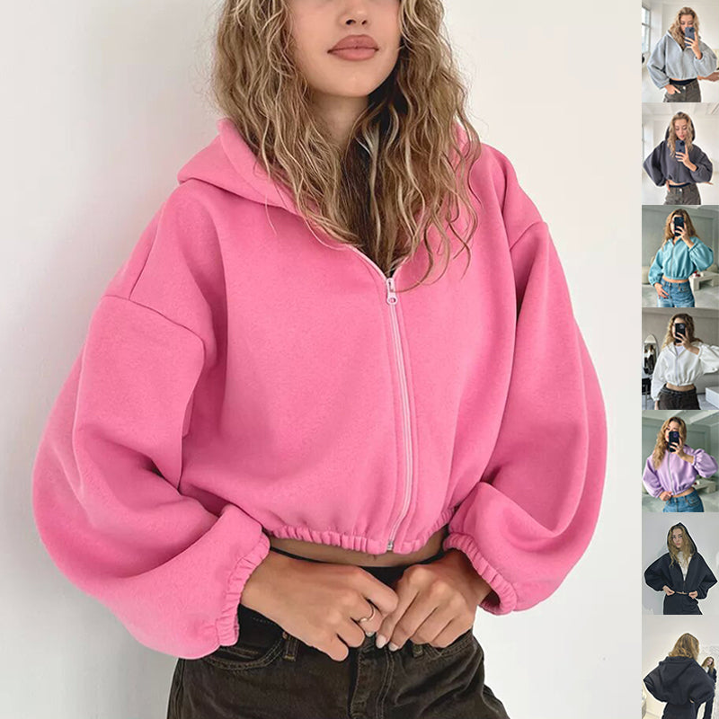 Damen Kapuzenjacke mit lässigem Schnitt und Reißverschluss - 11 - Annoboutique