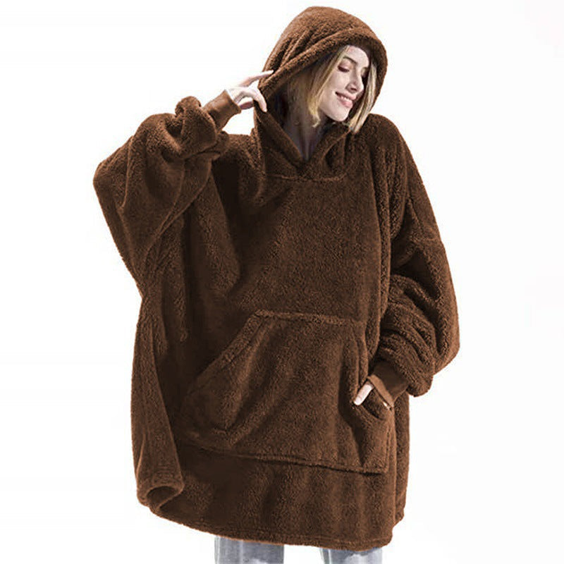 Damen Oversized Kapuzenpullover mit großer Fronttasche - 2 - Annoboutique
