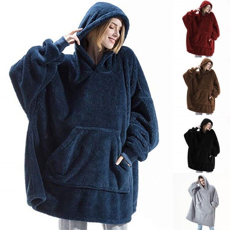 Damen Oversized Kapuzenpullover mit großer Fronttasche - 8 - Annoboutique