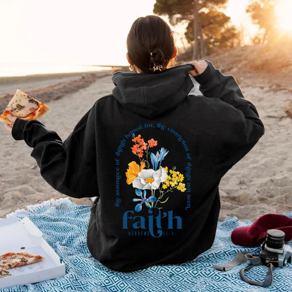 Damen Hoodie mit Blumenmotiv und Lässig Schnitt - 15 - Annoboutique