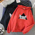 Damen Hoodie mit Katzenmotiv im lässigen Schnitt - 1 - Annoboutique