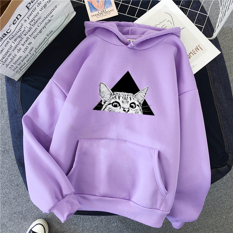 Damen Hoodie mit Katzenmotiv im lässigen Schnitt - 2 - Annoboutique
