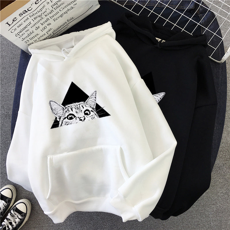 Damen Hoodie mit Katzenmotiv im lässigen Schnitt - 3 - Annoboutique