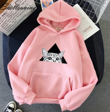 Damen Hoodie mit Katzenmotiv im lässigen Schnitt - 4 - Annoboutique
