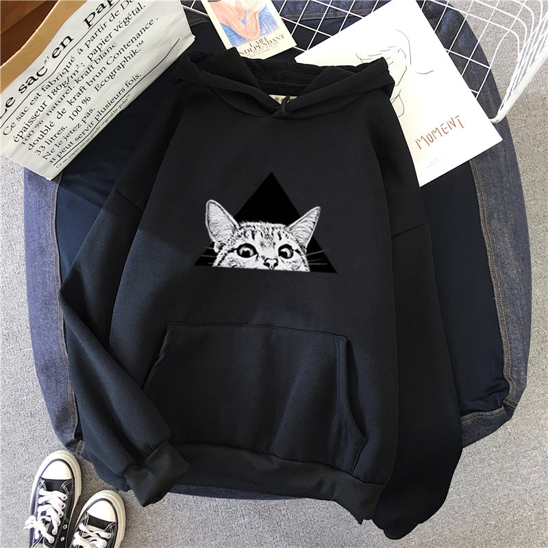 Damen Hoodie mit Katzenmotiv im lässigen Schnitt - 5 - Annoboutique