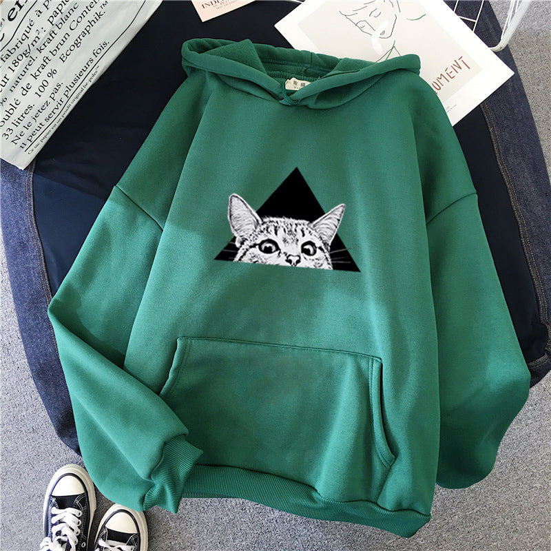 Damen Hoodie mit Katzenmotiv im lässigen Schnitt - 6 - Annoboutique