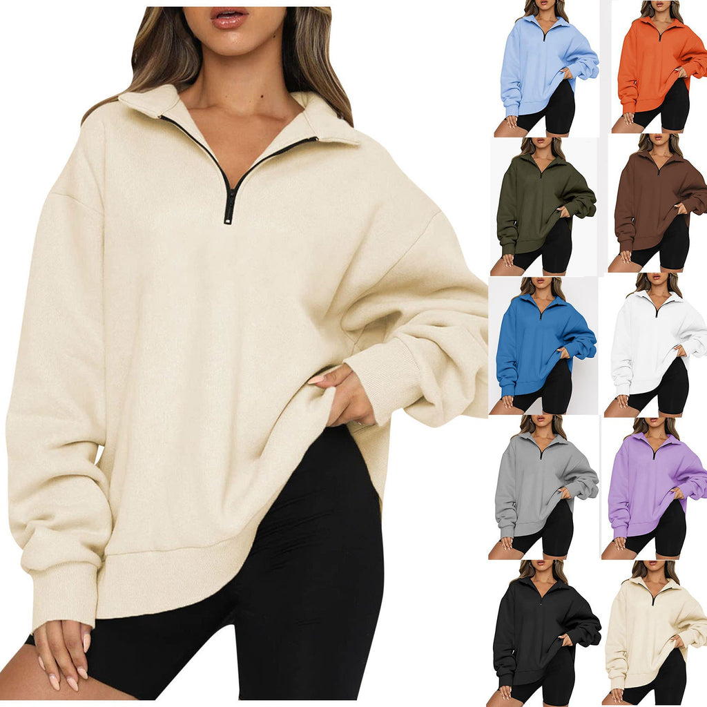 Modisches Damen-Sweatshirt mit Halbzipper und lässigem Schnitt - 2 - Annoboutique