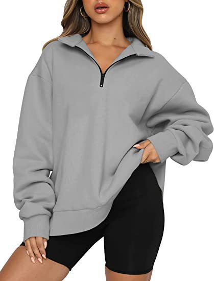 Modisches Damen-Sweatshirt mit Halbzipper und lässigem Schnitt - 5 - Annoboutique