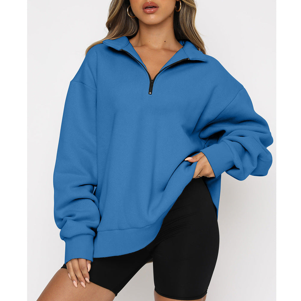 Modisches Damen-Sweatshirt mit Halbzipper und lässigem Schnitt - 6 - Annoboutique