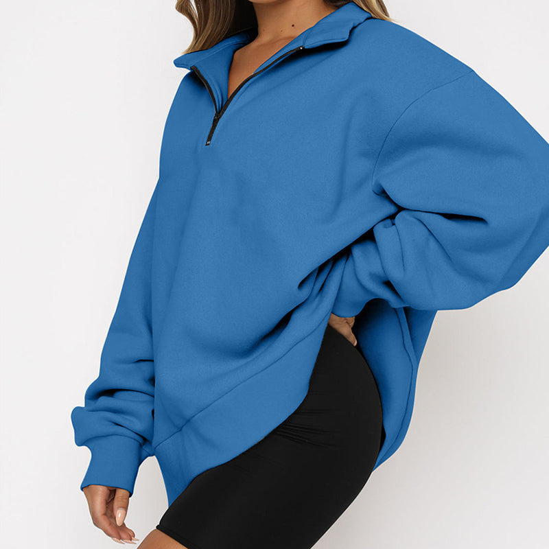 Modisches Damen-Sweatshirt mit Halbzipper und lässigem Schnitt - 7 - Annoboutique