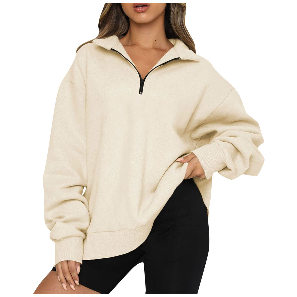 Modisches Damen-Sweatshirt mit Halbzipper und lässigem Schnitt - 8 - Annoboutique