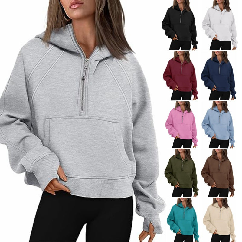 Damen Hoodie mit Kapuze und Reißverschluss im lässigen Stil - 7 - Annoboutique