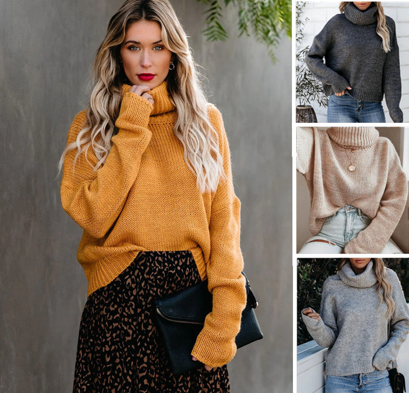 Damen Turtleneck Pullover im Relaxed Fit mit kuscheligem Kragen - 5 - Annoboutique