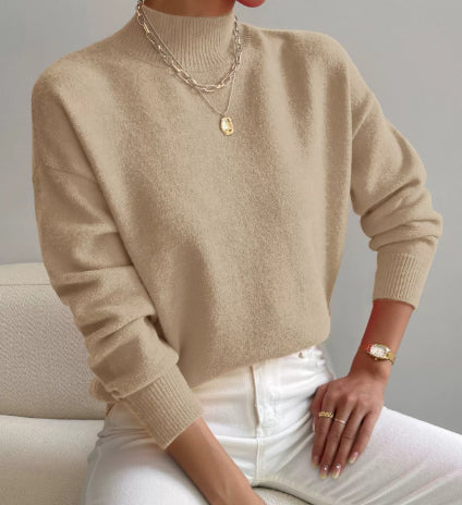 Modischer Damenpullover mit mittelhohem Kragen und lässiger Passform - 7 - Annoboutique
