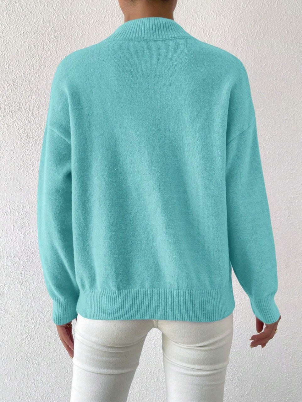 Modischer Damenpullover mit mittelhohem Kragen und lässiger Passform - 11 - Annoboutique