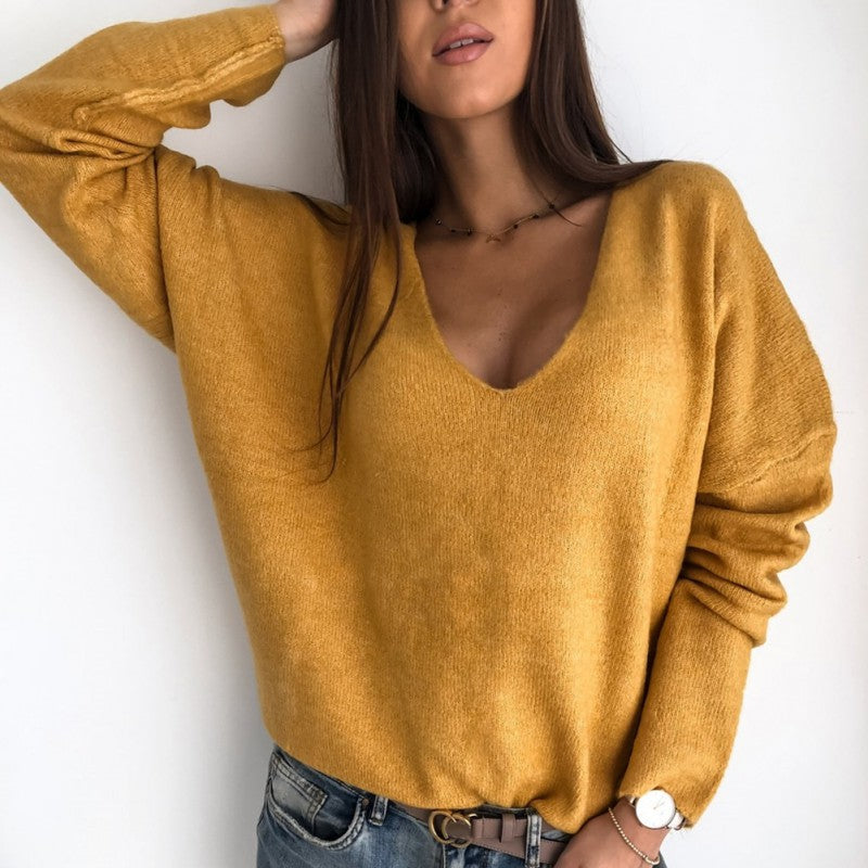 V-Ausschnitt Pullover für Damen im Bequemen Schnitt - 2 - Annoboutique