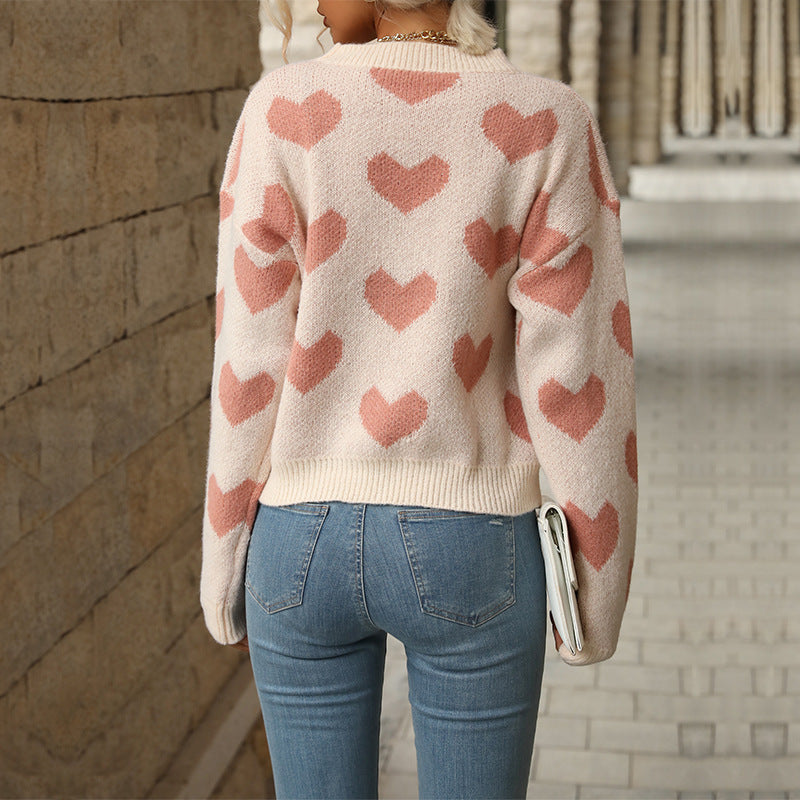 Freizeitpullover für Damen mit Herzdesign - 1 - Annoboutique