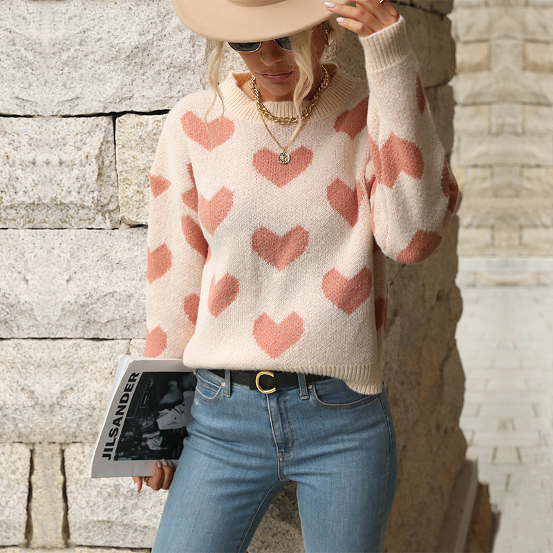 Freizeitpullover für Damen mit Herzdesign - 3 - Annoboutique