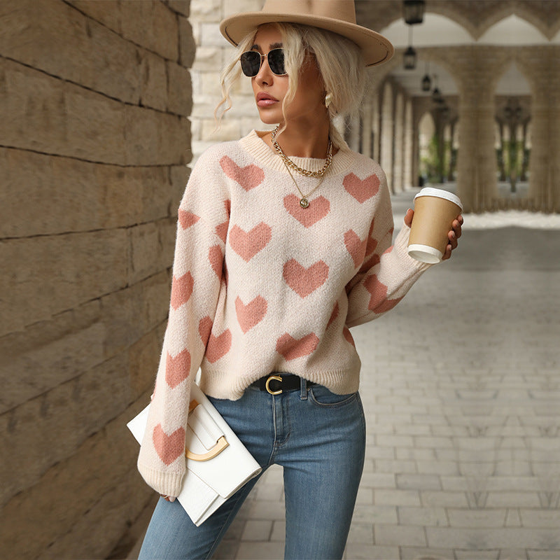 Freizeitpullover für Damen mit Herzdesign - 5 - Annoboutique