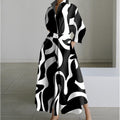 Damen Maxikleid mit Stilvollem Muster und Knopfdetails - 3 - Annoboutique