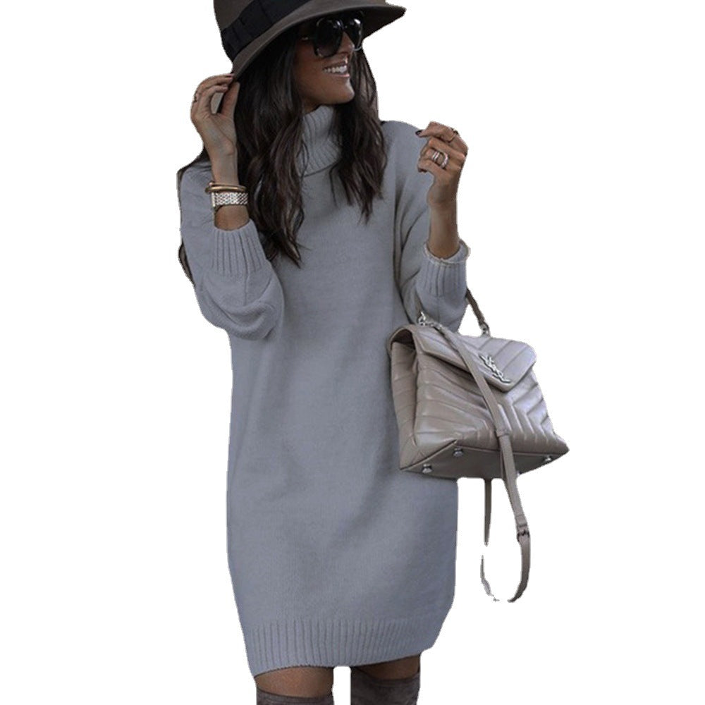 Damen Strickkleid in lässiger Passform mit elegantem Rollkragen - 1 - Annoboutique