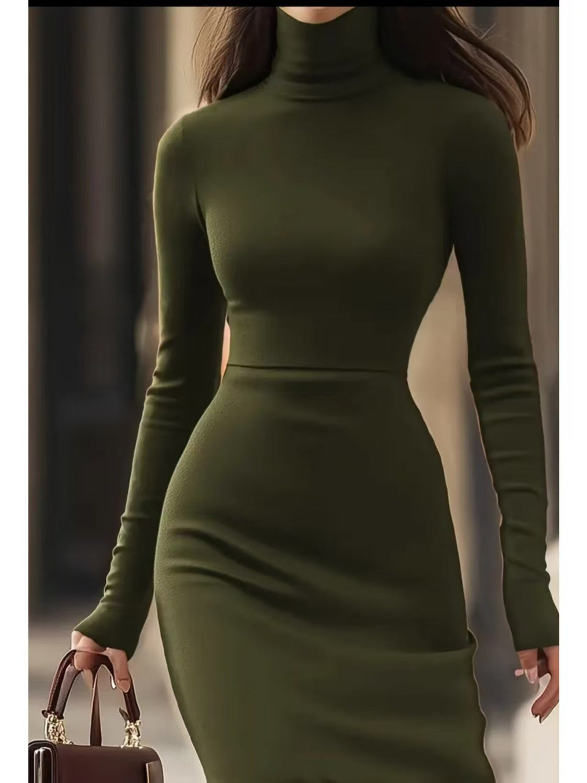 Elegantes Damenmaxikleid im Slim-Fit-Stil mit Rollkragen - 9 - Annoboutique