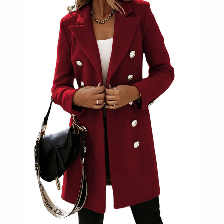 Damen Slim-Fit Mantel mit Doppelknopf-Design für stilvolle Anlässe - 2 - Annoboutique