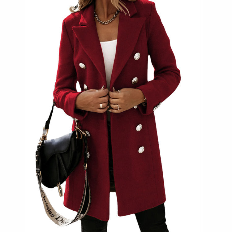 Damen Slim-Fit Mantel mit Doppelknopf-Design für stilvolle Anlässe - 8 - Annoboutique