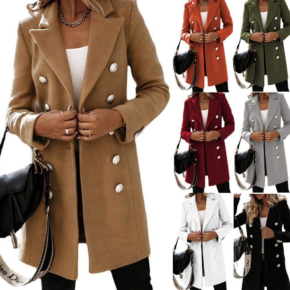 Damen Slim-Fit Mantel mit Doppelknopf-Design für stilvolle Anlässe - 11 - Annoboutique