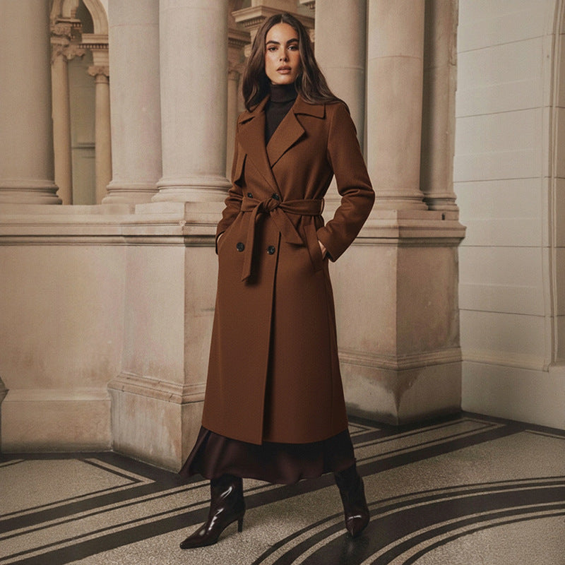 Damen Taillierter Mantel mit Gürtelakzent - 1 - Annoboutique